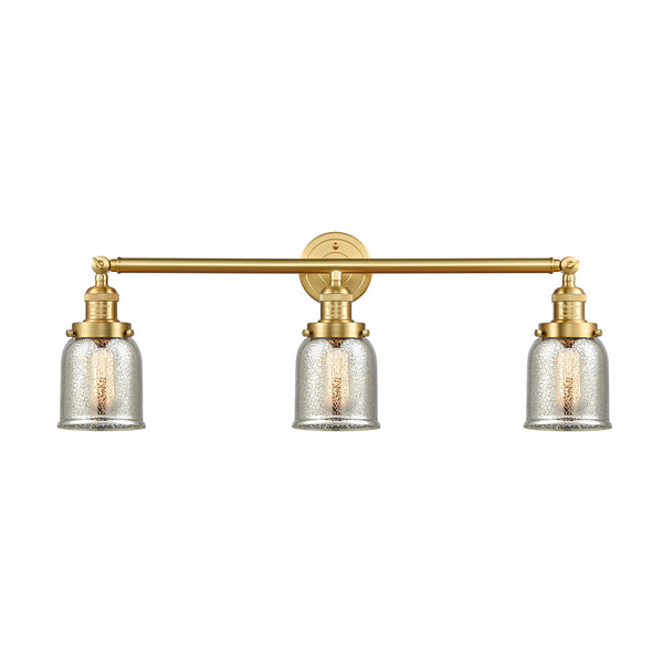 Bell Bath Vanity Light shown in the Satin Gold finish with a Silver Plated Mercury shade