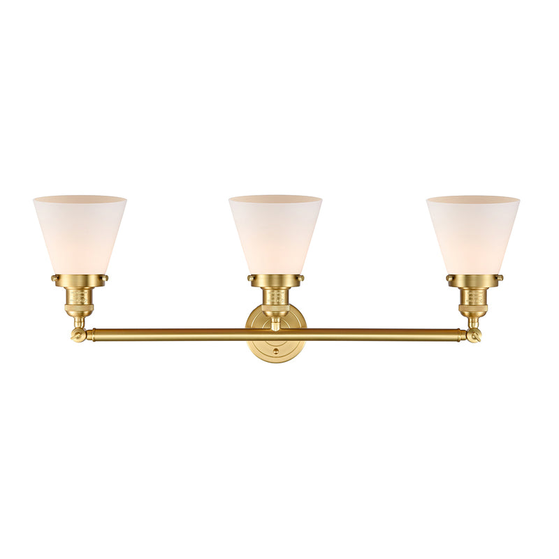 Innovations Lighting Small Cone 3 Light Bath Vanity Light Part Of The Franklin Restoration Collection 205-SG-G61