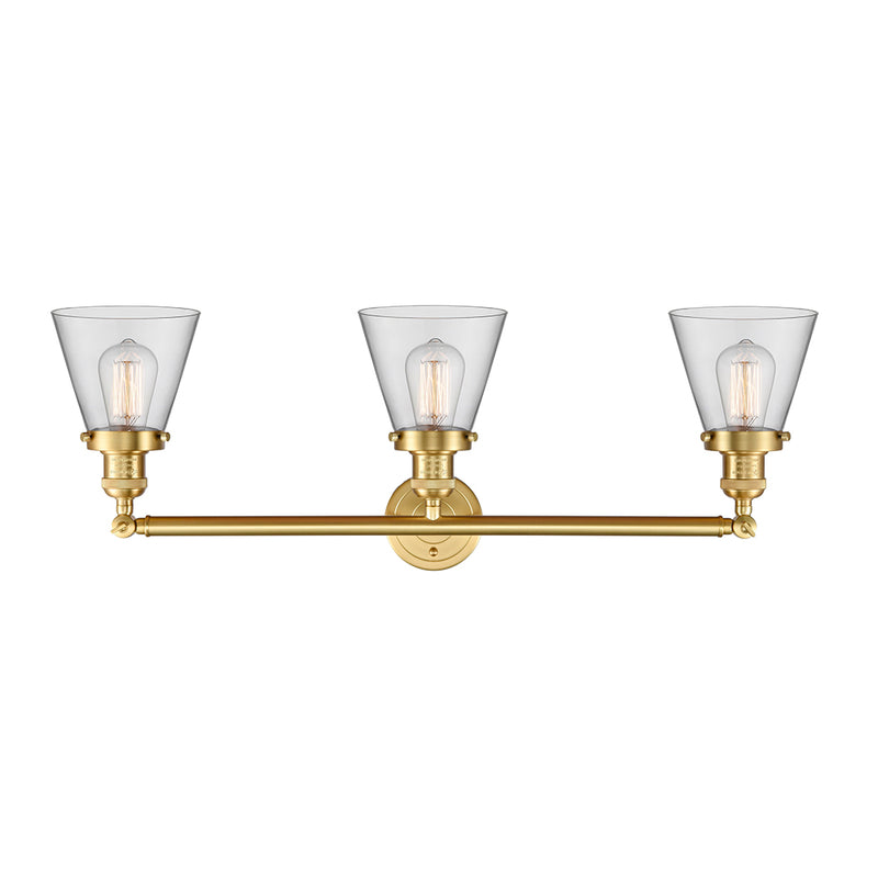 Innovations Lighting Small Cone 3 Light Bath Vanity Light Part Of The Franklin Restoration Collection 205-SG-G62-LED