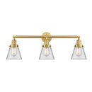 Cone Bath Vanity Light shown in the Satin Gold finish with a Clear shade