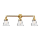 Cone Bath Vanity Light shown in the Satin Gold finish with a Seedy shade