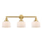 Bell Bath Vanity Light shown in the Satin Gold finish with a Matte White shade