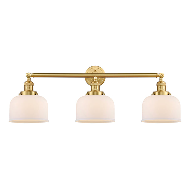 Bell Bath Vanity Light shown in the Satin Gold finish with a Matte White shade