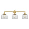 Bell Bath Vanity Light shown in the Satin Gold finish with a Clear shade