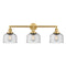 Bell Bath Vanity Light shown in the Satin Gold finish with a Seedy shade