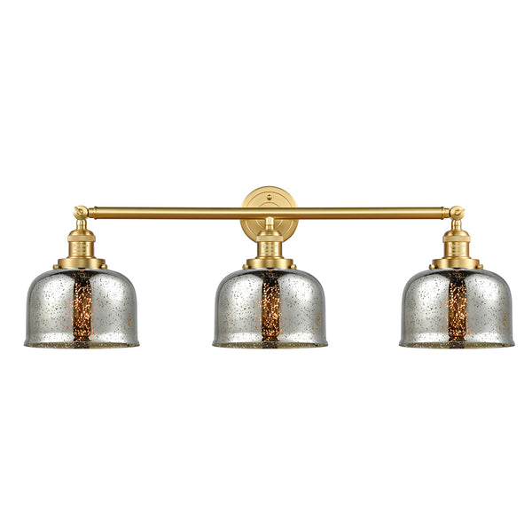 Bell Bath Vanity Light shown in the Satin Gold finish with a Silver Plated Mercury shade