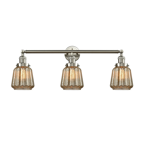 Chatham Bath Vanity Light shown in the Brushed Satin Nickel finish with a Mercury shade