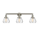 Fulton Bath Vanity Light shown in the Brushed Satin Nickel finish with a Clear shade