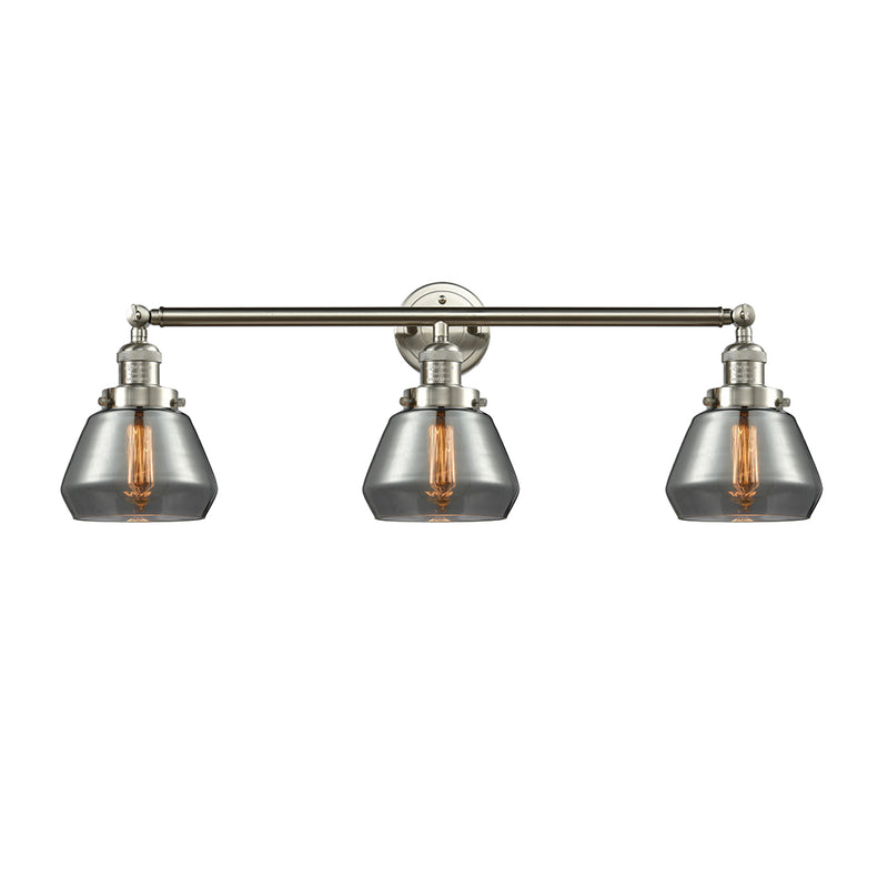 Fulton Bath Vanity Light shown in the Brushed Satin Nickel finish with a Plated Smoke shade