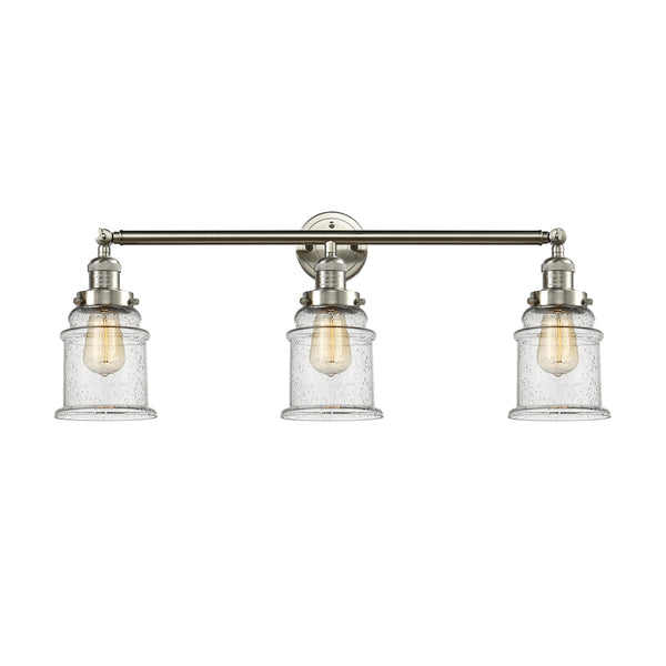 Canton Bath Vanity Light shown in the Brushed Satin Nickel finish with a Seedy shade