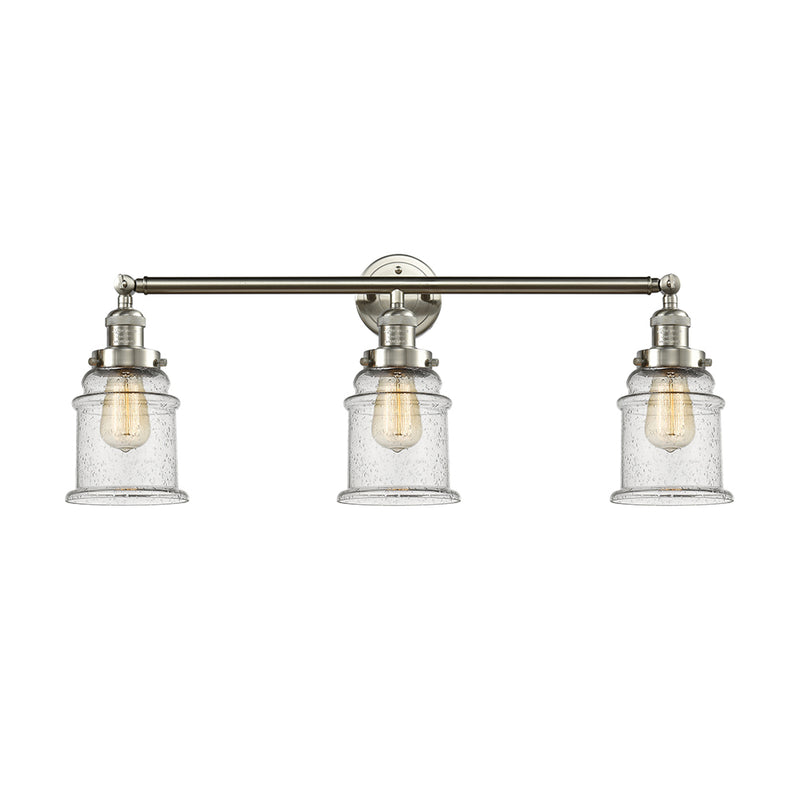 Canton Bath Vanity Light shown in the Brushed Satin Nickel finish with a Seedy shade
