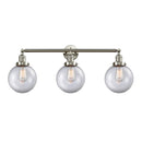 Beacon Bath Vanity Light shown in the Brushed Satin Nickel finish with a Clear shade