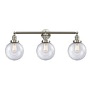 Beacon Bath Vanity Light shown in the Brushed Satin Nickel finish with a Seedy shade