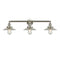 Halophane Bath Vanity Light shown in the Brushed Satin Nickel finish with a Clear Halophane shade