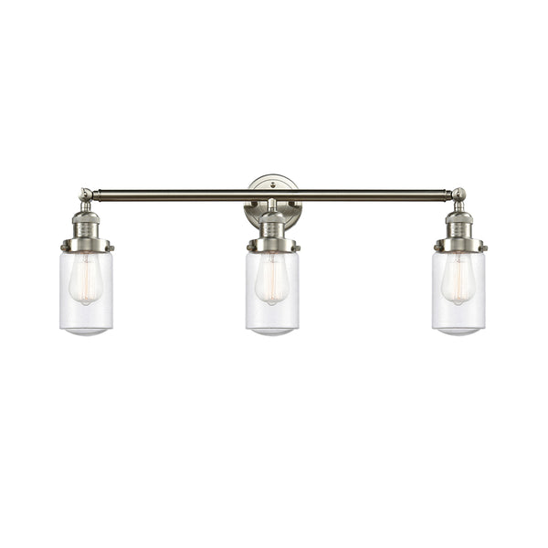 Dover Bath Vanity Light shown in the Brushed Satin Nickel finish with a Seedy shade