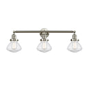 Olean Bath Vanity Light shown in the Brushed Satin Nickel finish with a Seedy shade