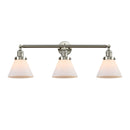 Cone Bath Vanity Light shown in the Brushed Satin Nickel finish with a Matte White shade