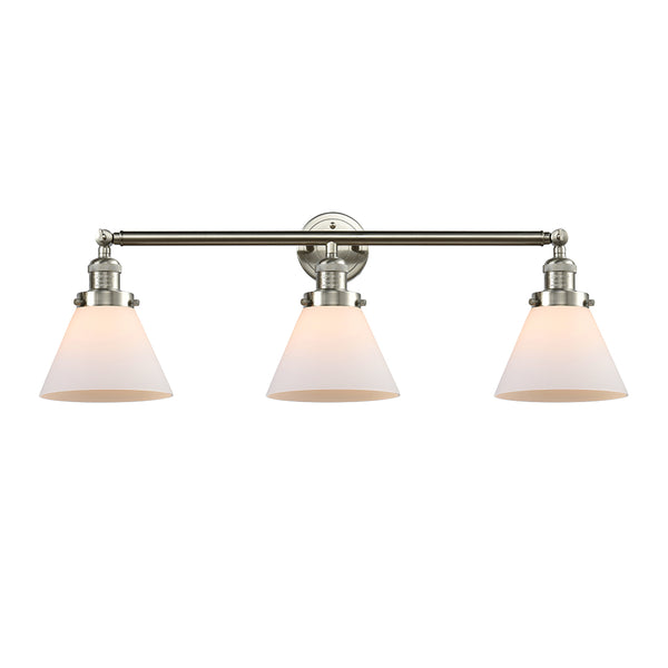 Cone Bath Vanity Light shown in the Brushed Satin Nickel finish with a Matte White shade