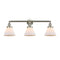 Cone Bath Vanity Light shown in the Brushed Satin Nickel finish with a Matte White shade