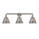 Cone Bath Vanity Light shown in the Brushed Satin Nickel finish with a Plated Smoke shade