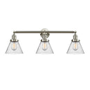 Cone Bath Vanity Light shown in the Brushed Satin Nickel finish with a Seedy shade