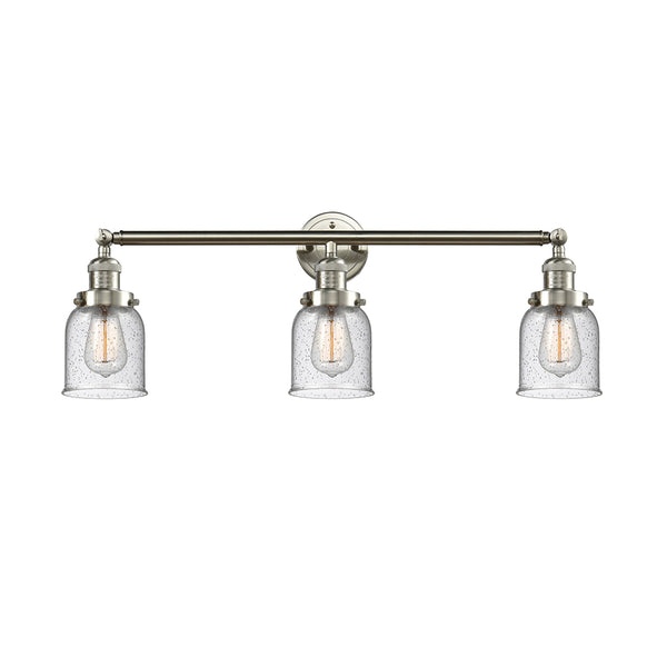 Bell Bath Vanity Light shown in the Brushed Satin Nickel finish with a Seedy shade