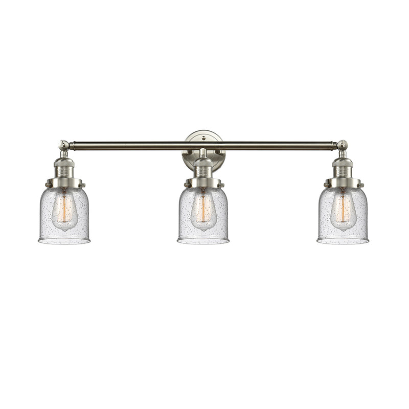 Bell Bath Vanity Light shown in the Brushed Satin Nickel finish with a Seedy shade