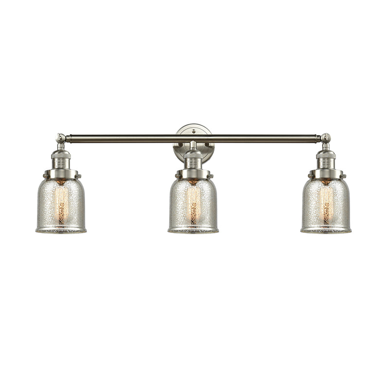 Bell Bath Vanity Light shown in the Brushed Satin Nickel finish with a Silver Plated Mercury shade