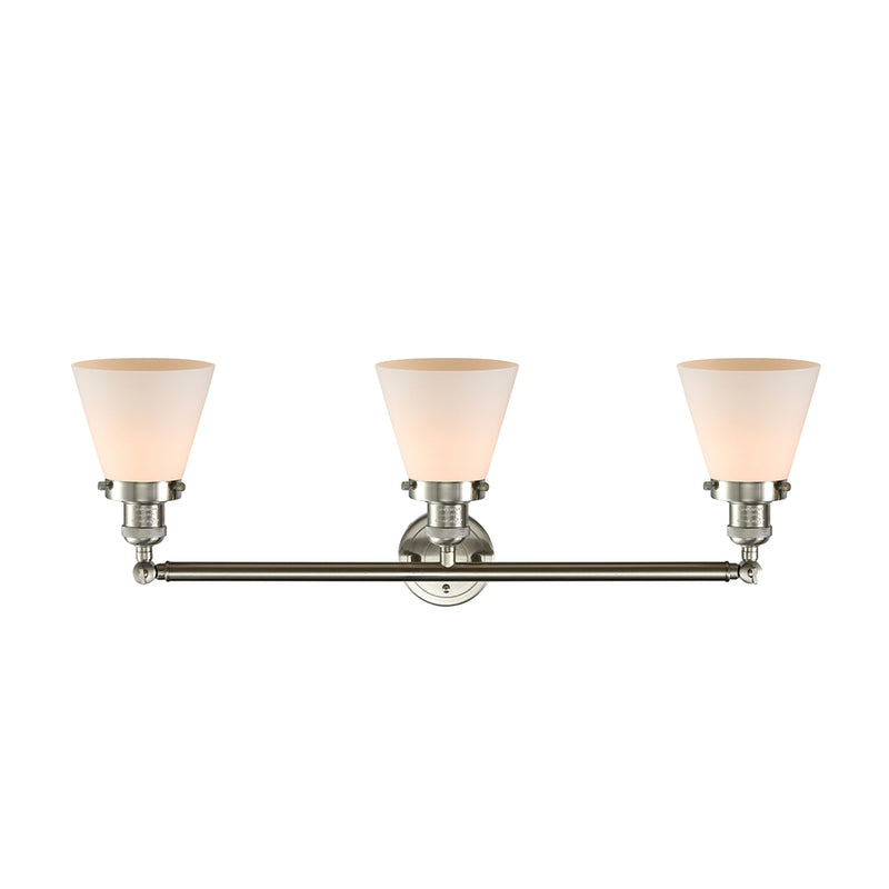 Innovations Lighting Small Cone 3 Light Bath Vanity Light Part Of The Franklin Restoration Collection 205-SN-G61-LED