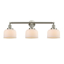 Bell Bath Vanity Light shown in the Brushed Satin Nickel finish with a Matte White shade
