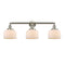 Bell Bath Vanity Light shown in the Brushed Satin Nickel finish with a Matte White shade