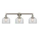 Bell Bath Vanity Light shown in the Brushed Satin Nickel finish with a Clear shade