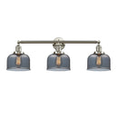Bell Bath Vanity Light shown in the Brushed Satin Nickel finish with a Plated Smoke shade