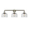 Bell Bath Vanity Light shown in the Brushed Satin Nickel finish with a Seedy shade