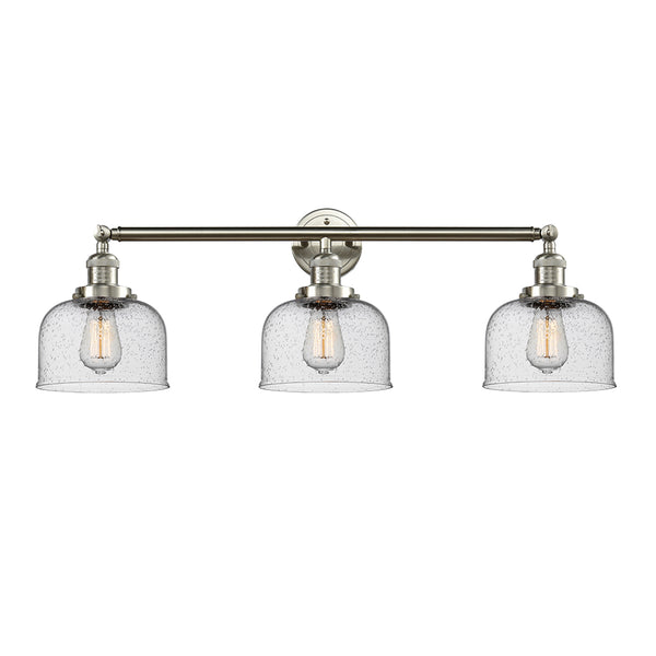 Bell Bath Vanity Light shown in the Brushed Satin Nickel finish with a Seedy shade