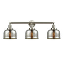 Bell Bath Vanity Light shown in the Brushed Satin Nickel finish with a Silver Plated Mercury shade