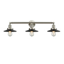 Railroad Bath Vanity Light shown in the Brushed Satin Nickel finish with a Matte Black shade