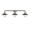 Railroad Bath Vanity Light shown in the Brushed Satin Nickel finish with a Matte Black shade