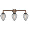 Geneseo Bath Vanity Light shown in the Antique Copper finish with a Clear Crackled shade