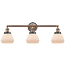 Fulton Bath Vanity Light shown in the Antique Copper finish with a Matte White shade