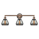 Fulton Bath Vanity Light shown in the Antique Copper finish with a Plated Smoke shade