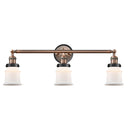 Canton Bath Vanity Light shown in the Antique Copper finish with a Matte White shade