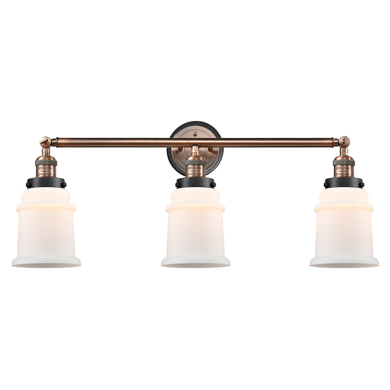 Canton Bath Vanity Light shown in the Antique Copper finish with a Matte White shade