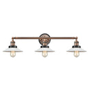Halophane Bath Vanity Light shown in the Antique Copper finish with a Matte White Halophane shade