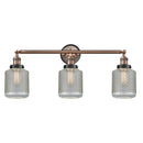 Stanton Bath Vanity Light shown in the Antique Copper finish with a Clear Wire Mesh shade