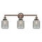 Stanton Bath Vanity Light shown in the Antique Copper finish with a Clear Wire Mesh shade