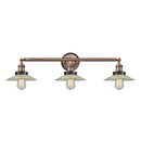 Halophane Bath Vanity Light shown in the Antique Copper finish with a Clear Halophane shade
