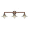 Halophane Bath Vanity Light shown in the Antique Copper finish with a Clear Halophane shade