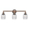 Colton Bath Vanity Light shown in the Antique Copper finish with a Clear Halophane shade