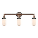 Dover Bath Vanity Light shown in the Antique Copper finish with a Matte White shade